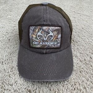 Realtree Hunting Sportsman Hat Camo Deer Patch Washed Brown Mesh Back‎ Cap NWT